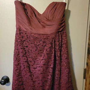 Strapless Bridesmaid Dress - Wine